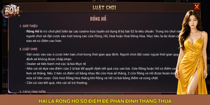Hai lá Rồng Hổ so điểm để phân định thắng thua