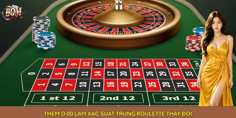 Thêm ô 00 làm xác suất trúng Roulette thay đổi